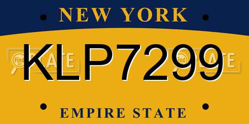 KLP7299 New York License Plate