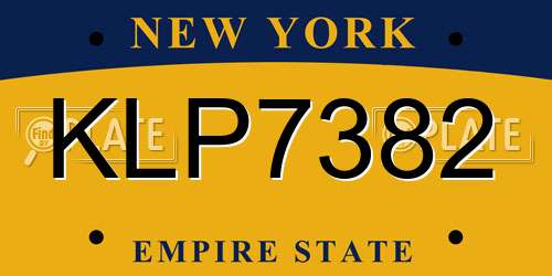 KLP7382 New York License Plate