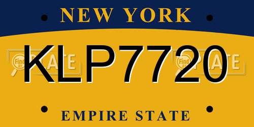 KLP7720 New York License Plate