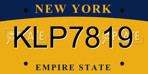 KLP7819 New York License Plate