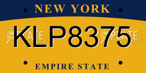 KLP8375 New York License Plate