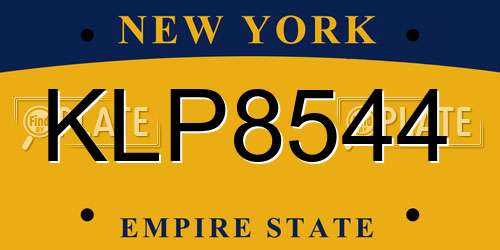 KLP8544 New York License Plate
