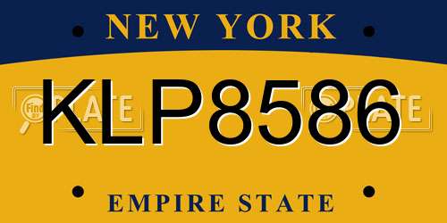 KLP8586 New York License Plate