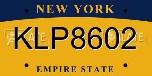 KLP8602 New York License Plate