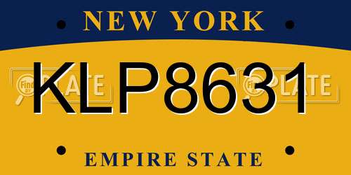 KLP8631 New York License Plate