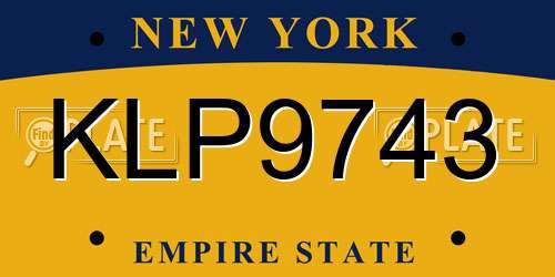 KLP9743 New York License Plate