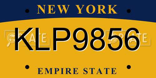 KLP9856 New York License Plate