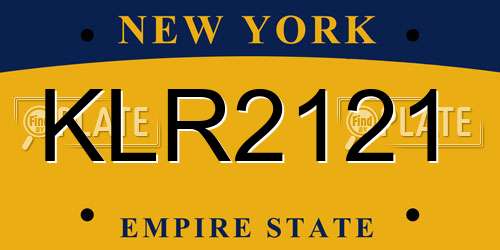 KLR2121 New York License Plate