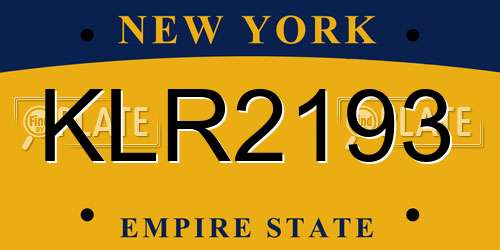 KLR2193 New York License Plate