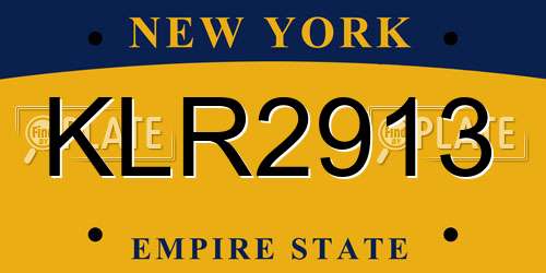 KLR2913 New York License Plate
