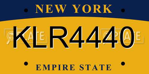 KLR4440 New York License Plate
