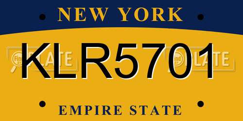 KLR5701 New York License Plate