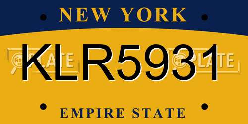 KLR5931 New York License Plate