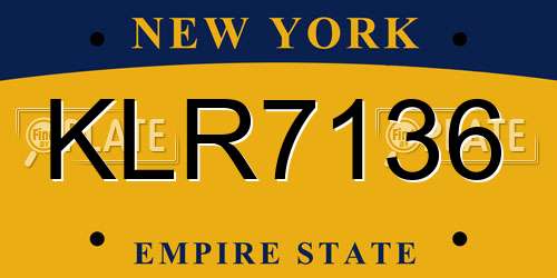 KLR7136 New York License Plate