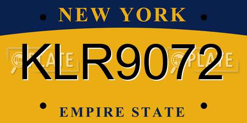 KLR9072 New York License Plate