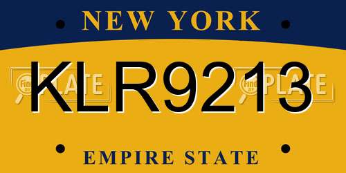 KLR9213 New York License Plate