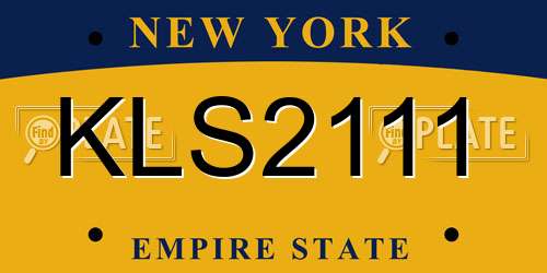 KLS2111 New York License Plate