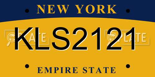 KLS2121 New York License Plate