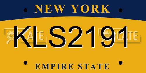 KLS2191 New York License Plate