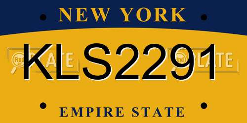 KLS2291 New York License Plate