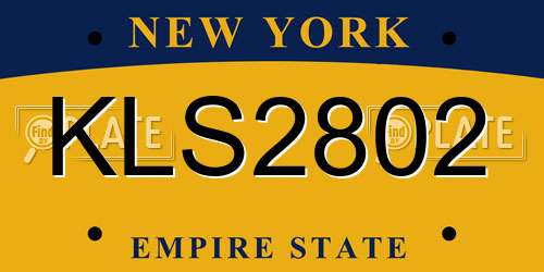 KLS2802 New York License Plate