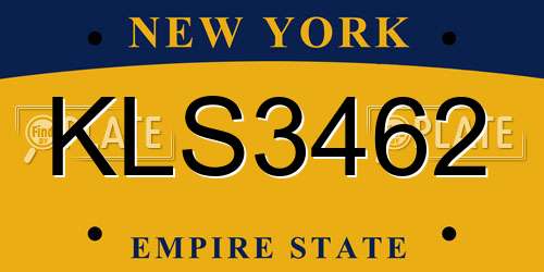 KLS3462 New York License Plate