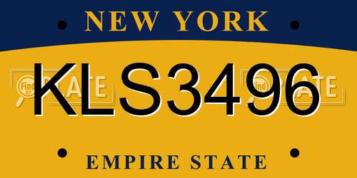 KLS3496 New York License Plate