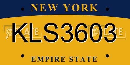 KLS3603 New York License Plate