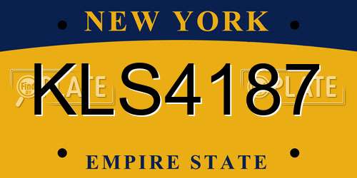 KLS4187 New York License Plate