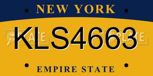 KLS4663 New York License Plate
