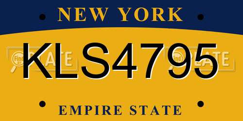 KLS4795 New York License Plate