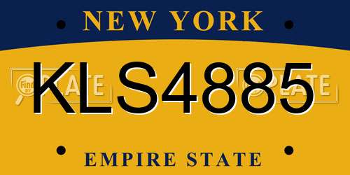 KLS4885 New York License Plate