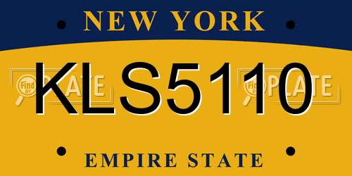 KLS5110 New York License Plate