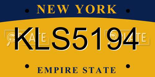KLS5194 New York License Plate