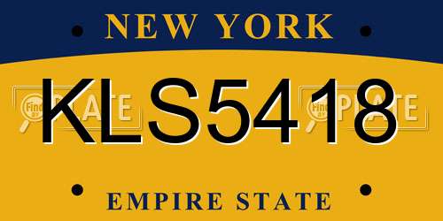KLS5418 New York License Plate
