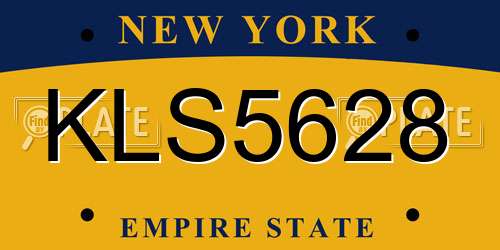 KLS5628 New York License Plate