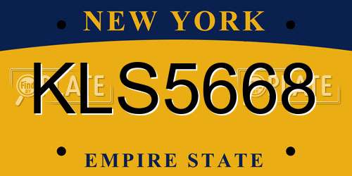 KLS5668 New York License Plate