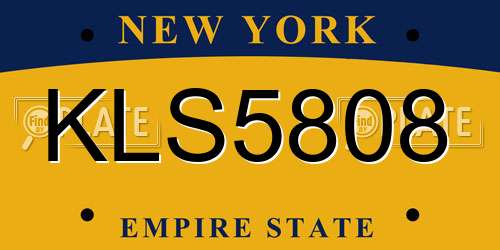 KLS5808 New York License Plate