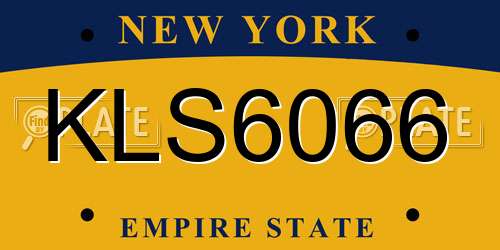 KLS6066 New York License Plate
