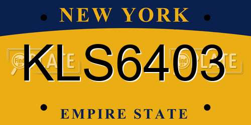 KLS6403 New York License Plate