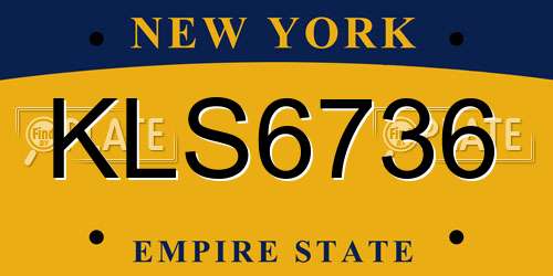 KLS6736 New York License Plate
