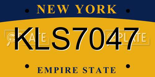 KLS7047 New York License Plate