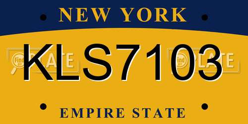 KLS7103 New York License Plate