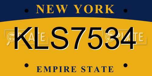 KLS7534 New York License Plate