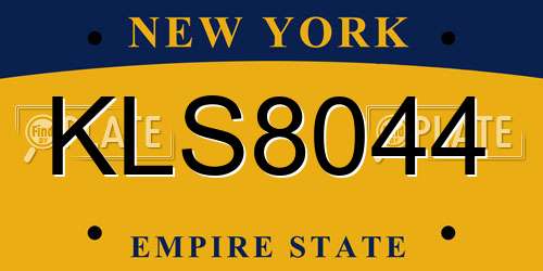 KLS8044 New York License Plate
