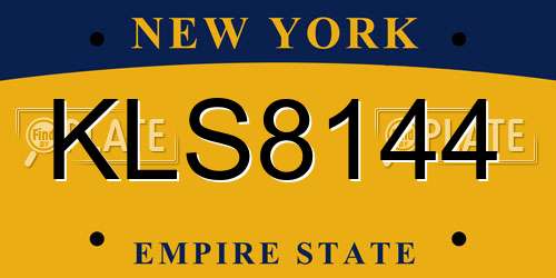 KLS8144 New York License Plate