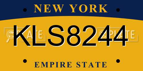 KLS8244 New York License Plate