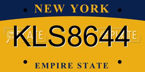 KLS8644 New York License Plate