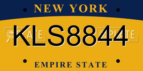 KLS8844 New York License Plate