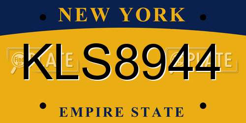 KLS8944 New York License Plate